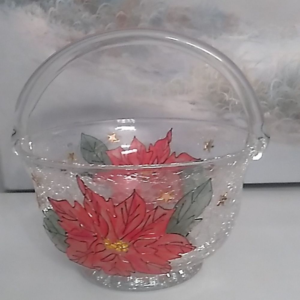 Glass Poinsettia Basket